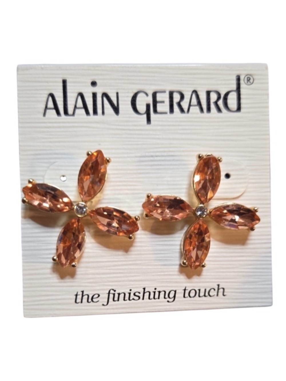 Alain Gerard Peach Floral Stud Earrings NWT